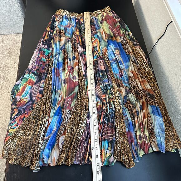 Patricia Wolf Skirt Small Western Broomstick Art to Wear Pleated Cheetah Print - Picture 11 of 12